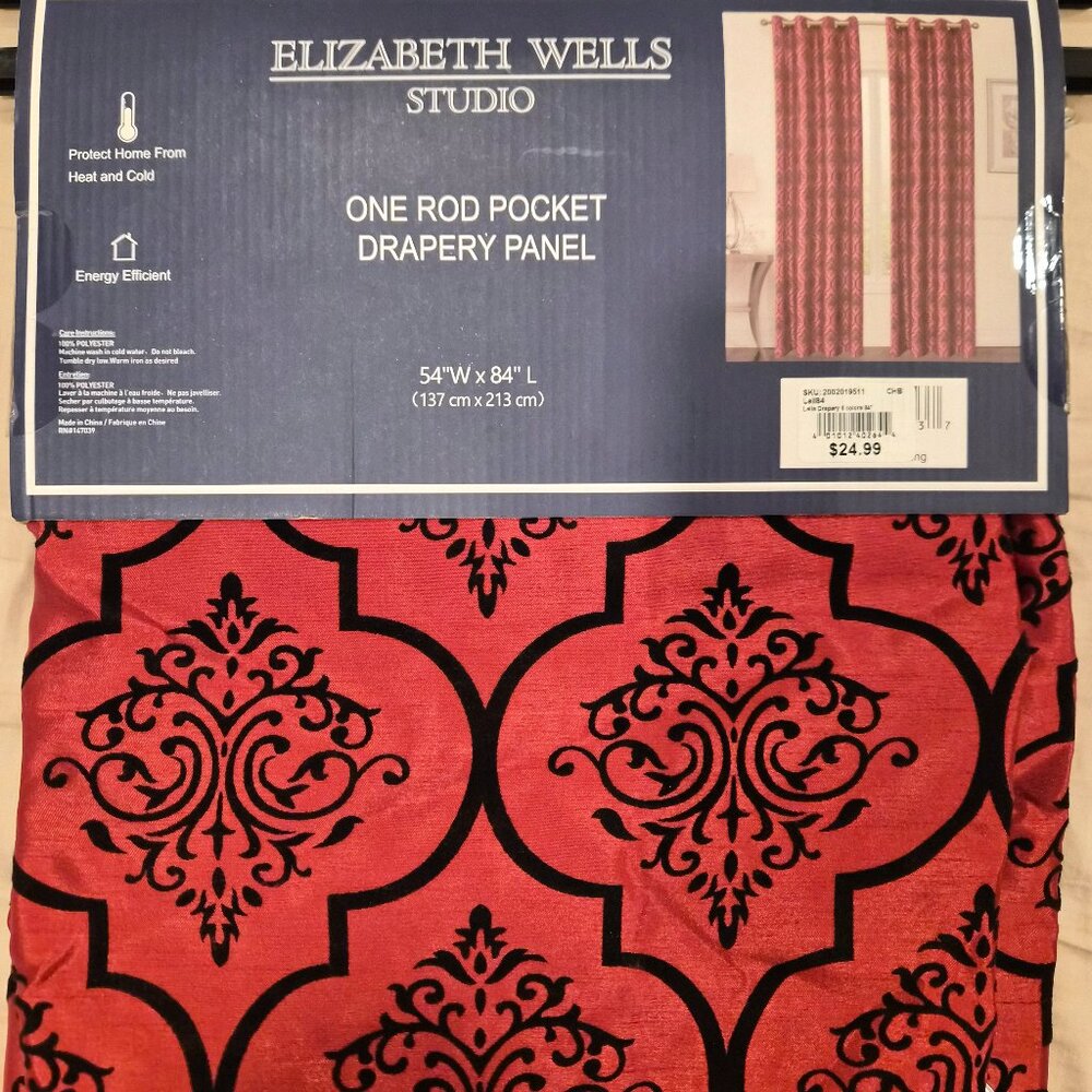 New 4 pk Curtains - one rod pocket, Elizabeth wells Studio